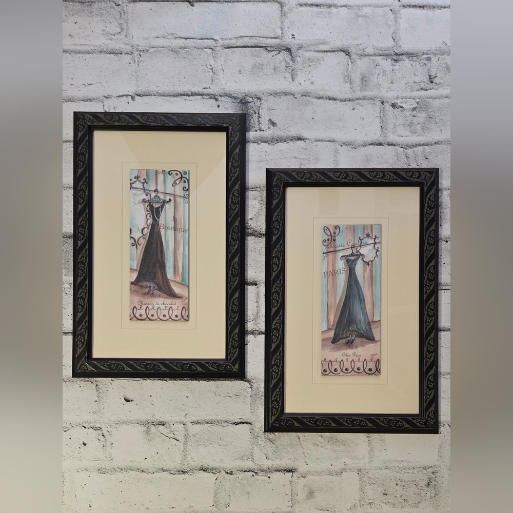 Paris Fashion Wall Art Set Framed Dress Prints Boutique Chic Home Decor